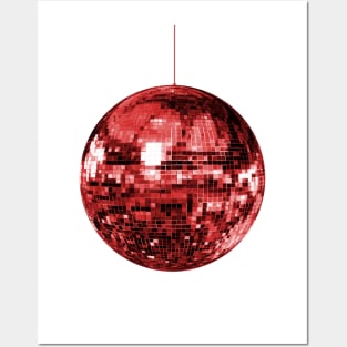 Red Mirrored Disco Ball Posters and Art